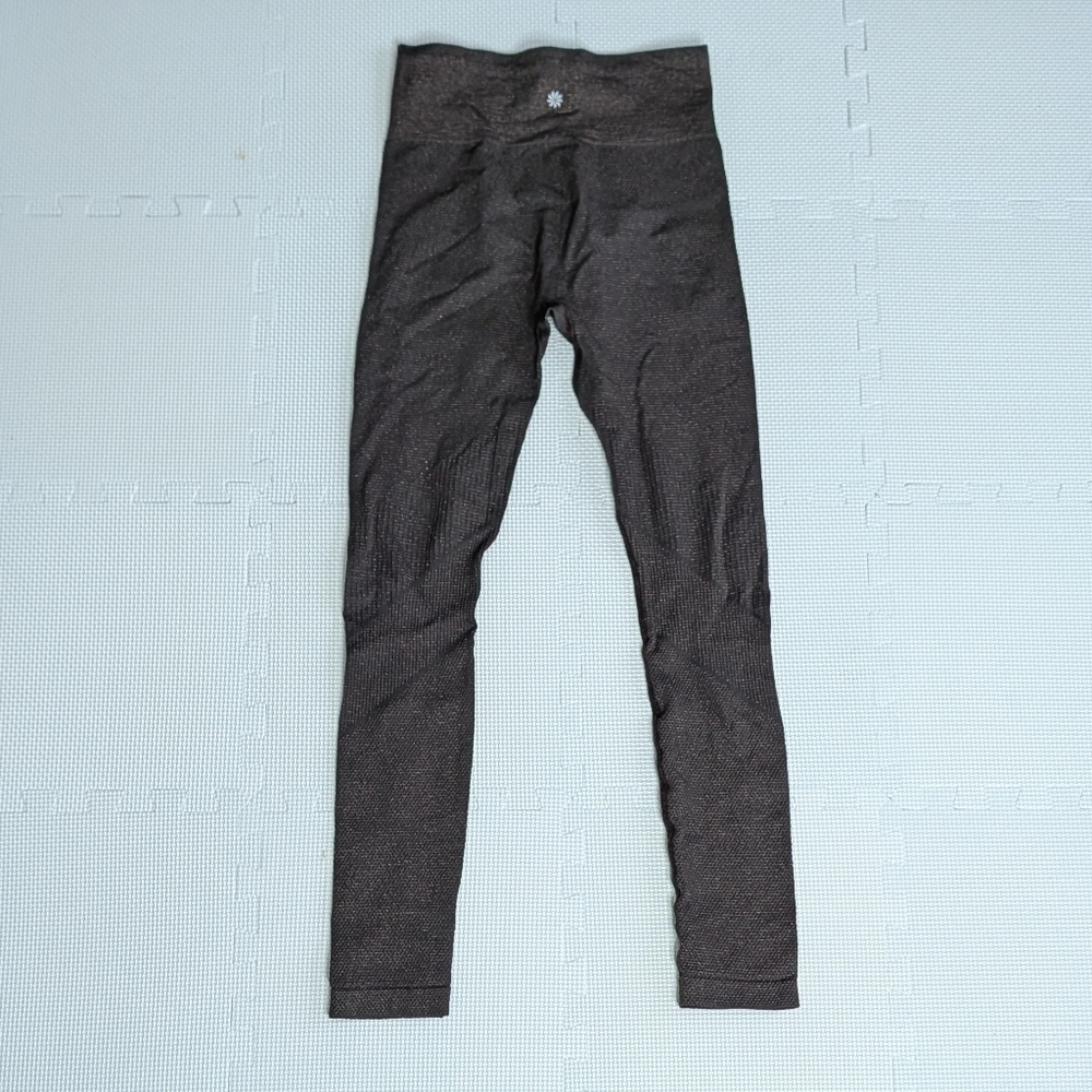 Athleta Leggings Medium Brown Glitter Shimmer Espresso - Picture 6 of 7